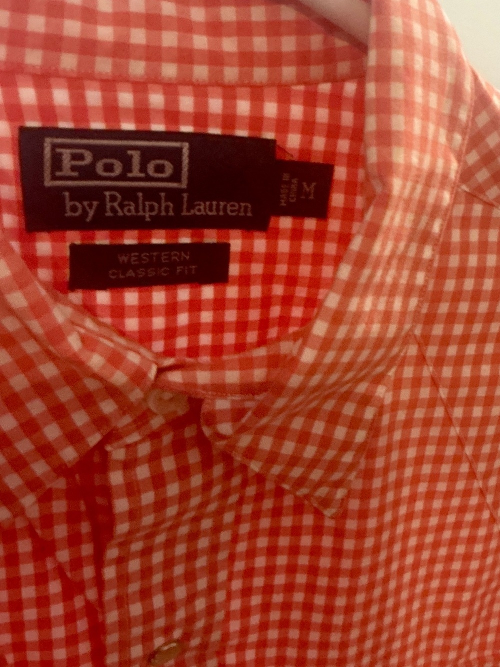 Polo by Ralph Lauren Orange and White Gingham Button-Down Shirt vintage
